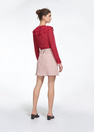 Lizzie Ruffle Silk Blouse Fuchsia