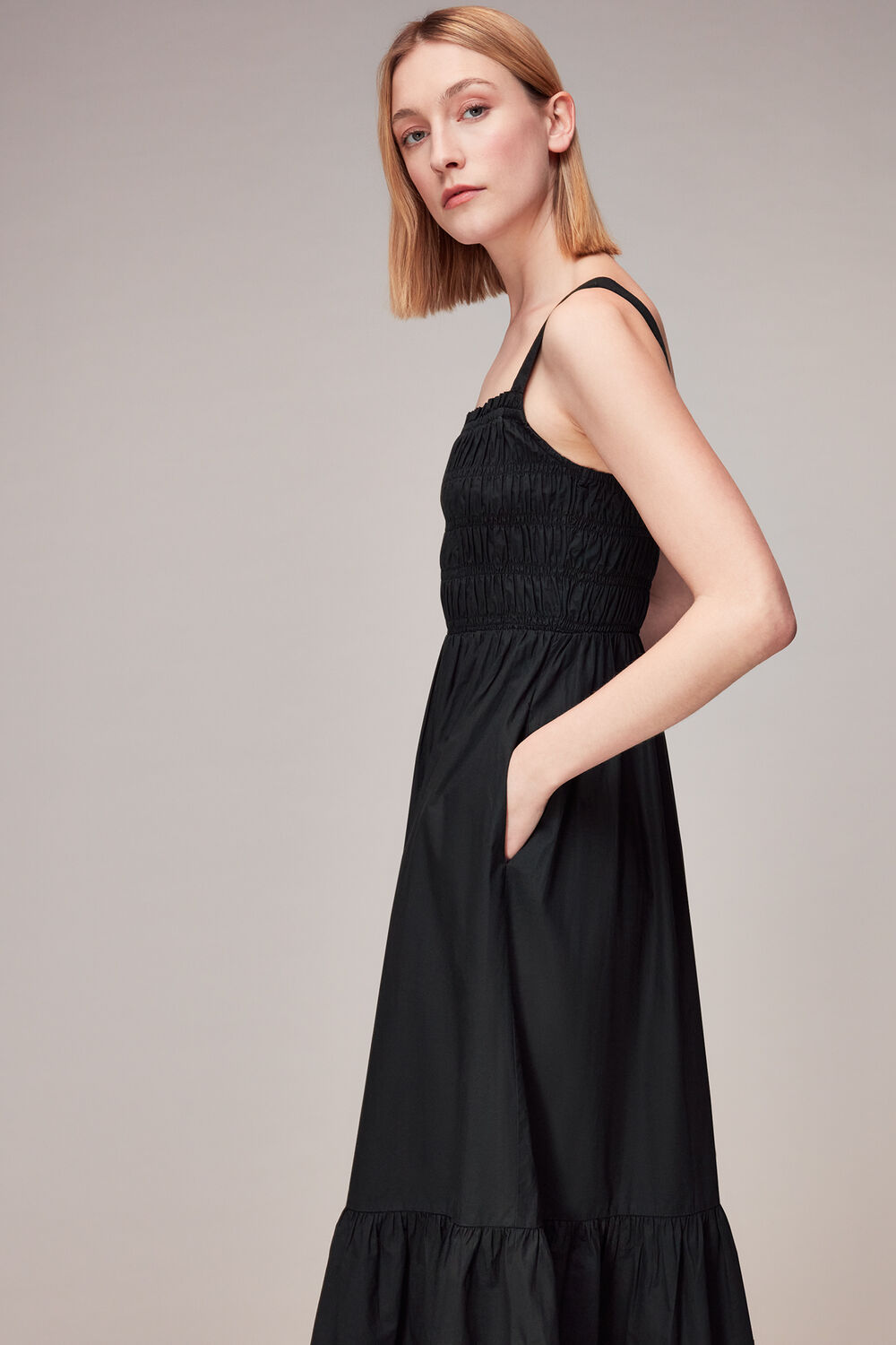 Greta Ruched Poplin Dress