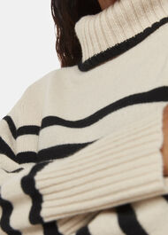 Petite Stripe Wool Roll Neck