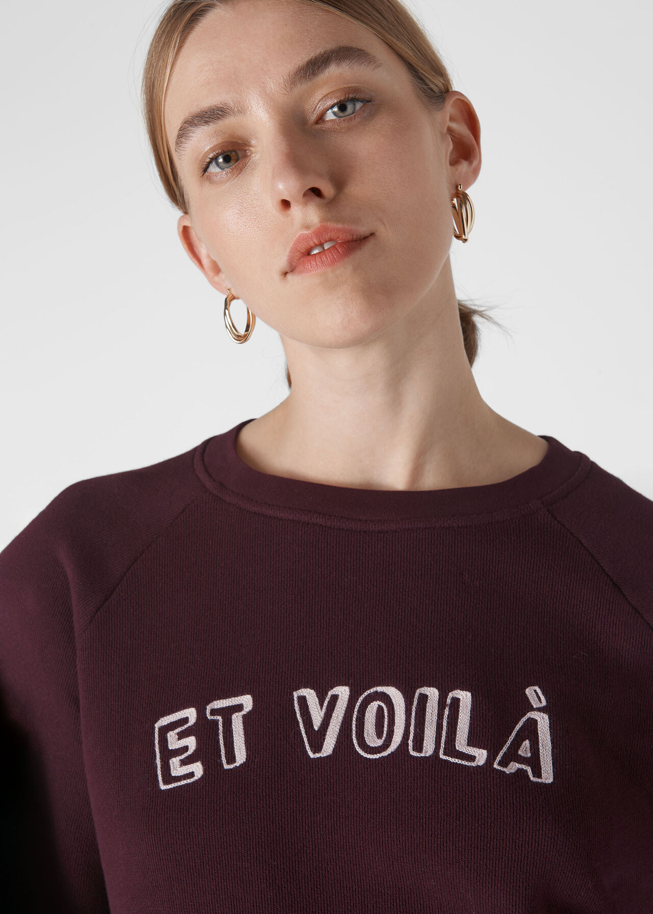 Burgundy Et Voila Logo Sweatshirt | WHISTLES | Whistles