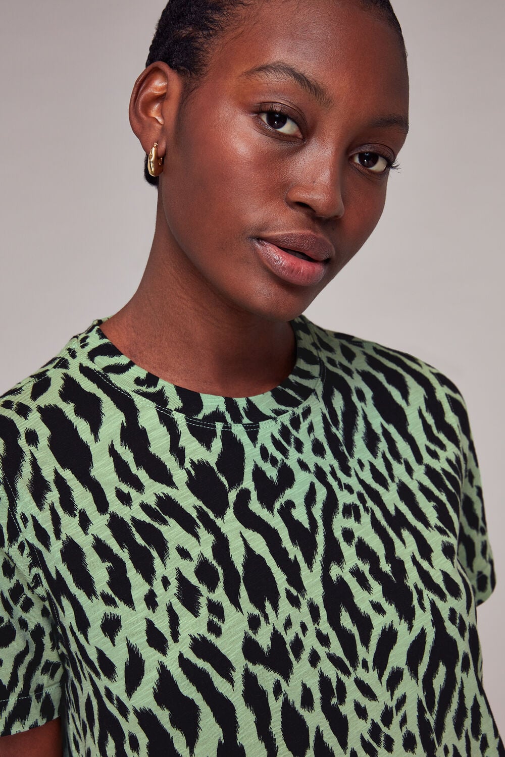 Green Zebra Tiered Jersey Dress