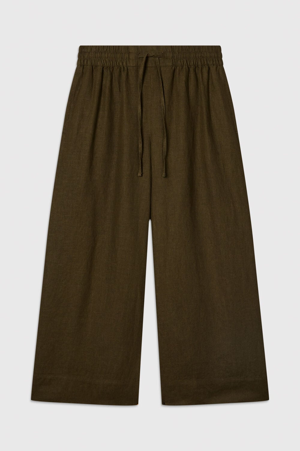 Petite Elasticated Linen Crop Trouser