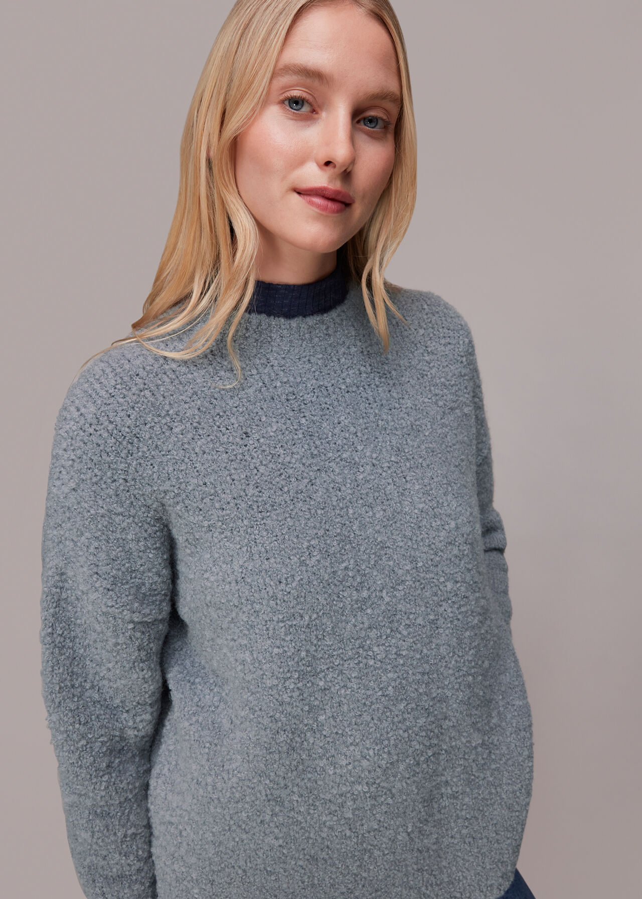 Grey Relaxed Boucle Sweater | WHISTLES | Whistles UK