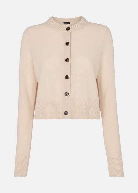 Ivory Wool Cropped Cardigan