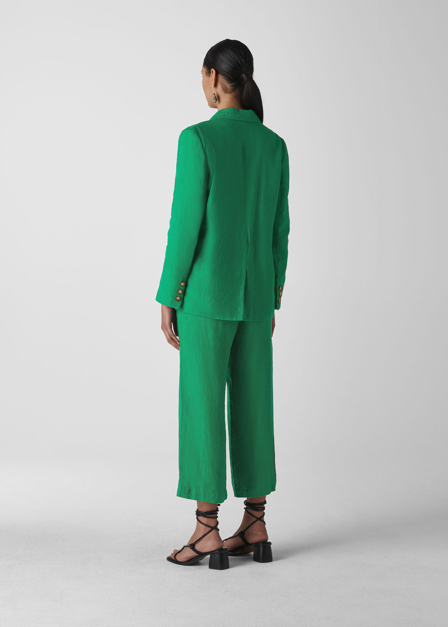 Green Linen Double Breasted Blazer WHISTLES