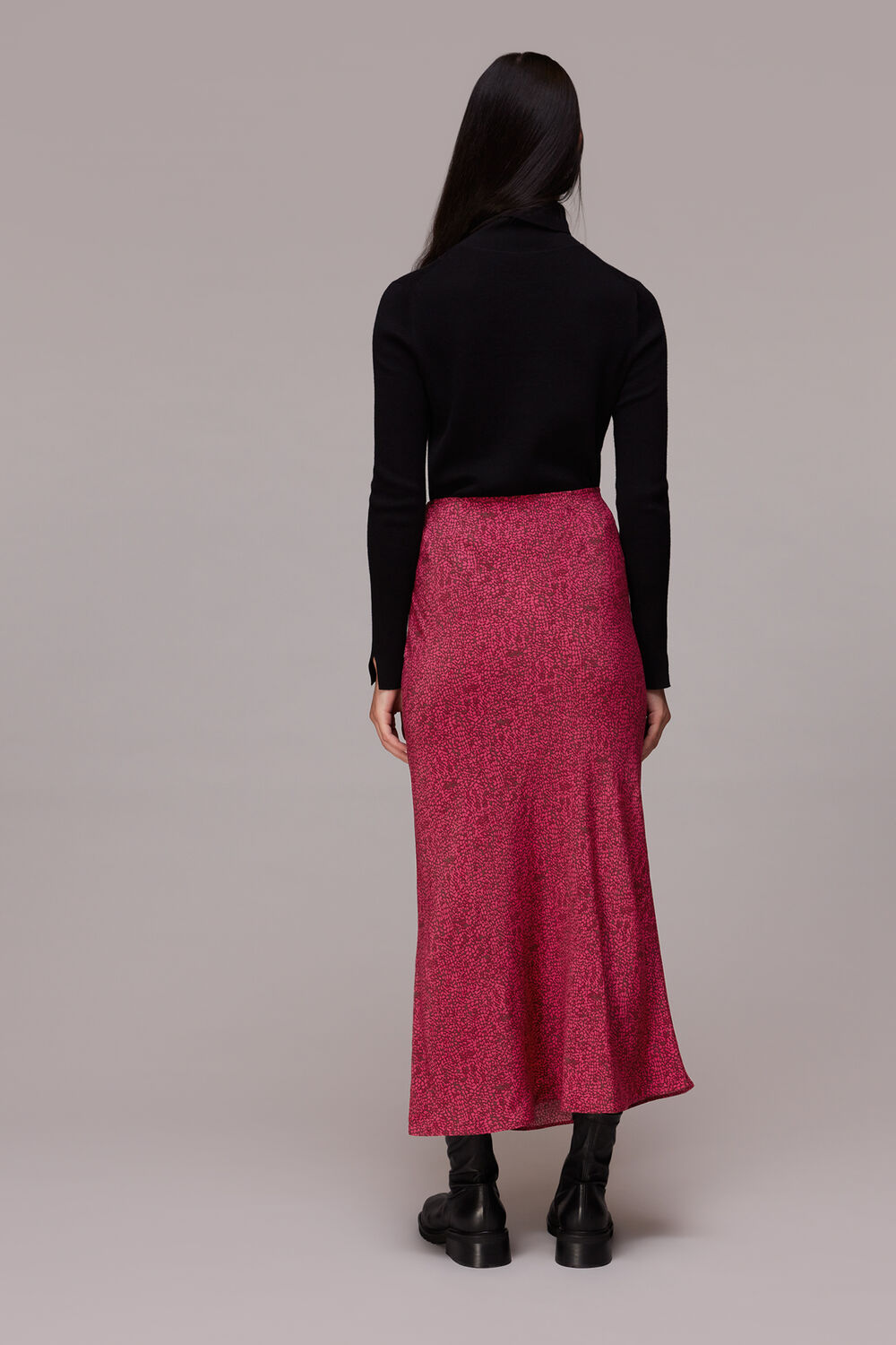 Pink Abstract Snake Bias Cut Skirt