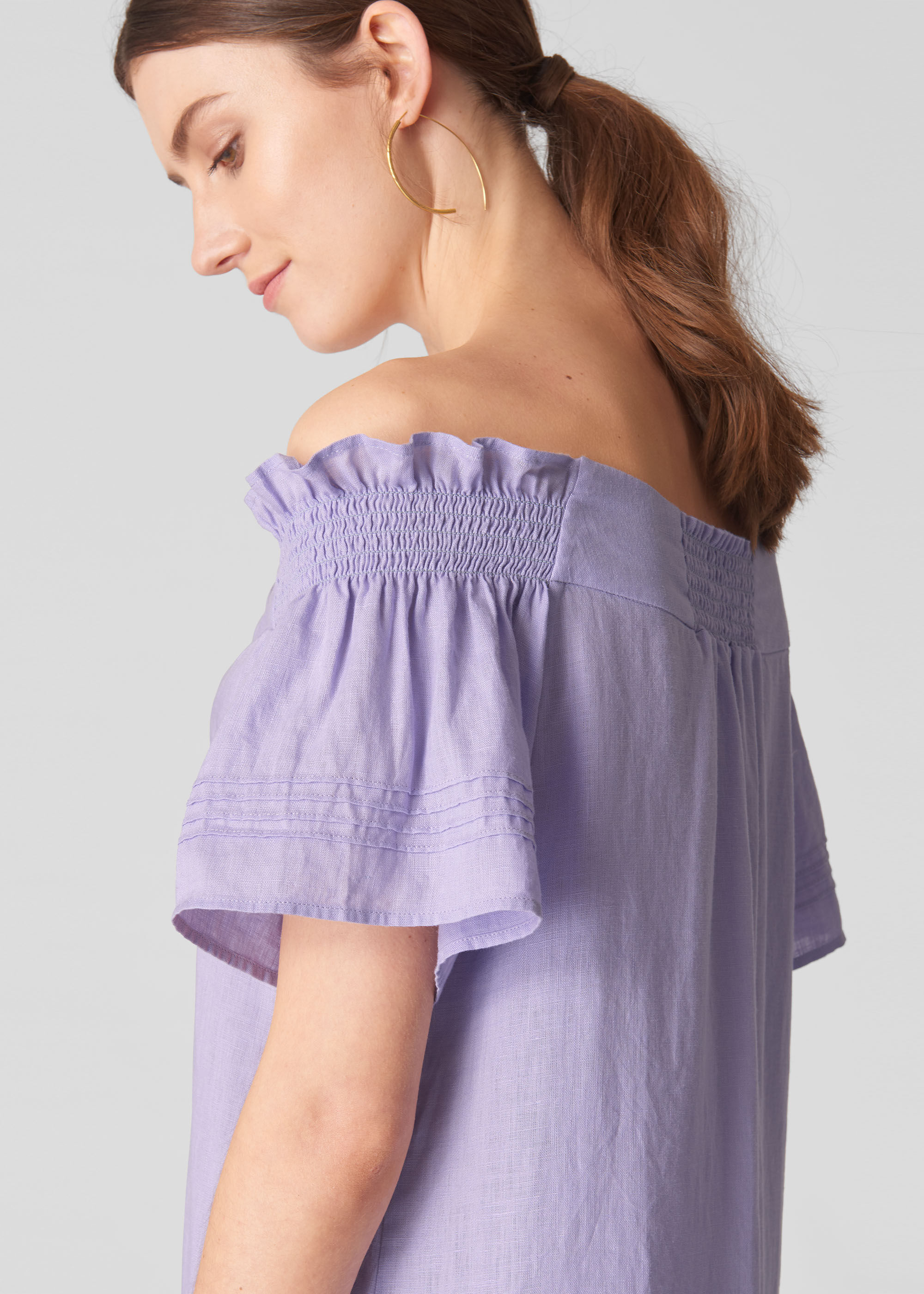 lilac bardot dress