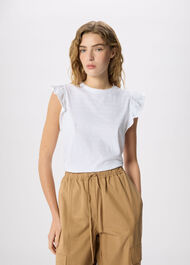 Frill Sleeve Broderie Tee