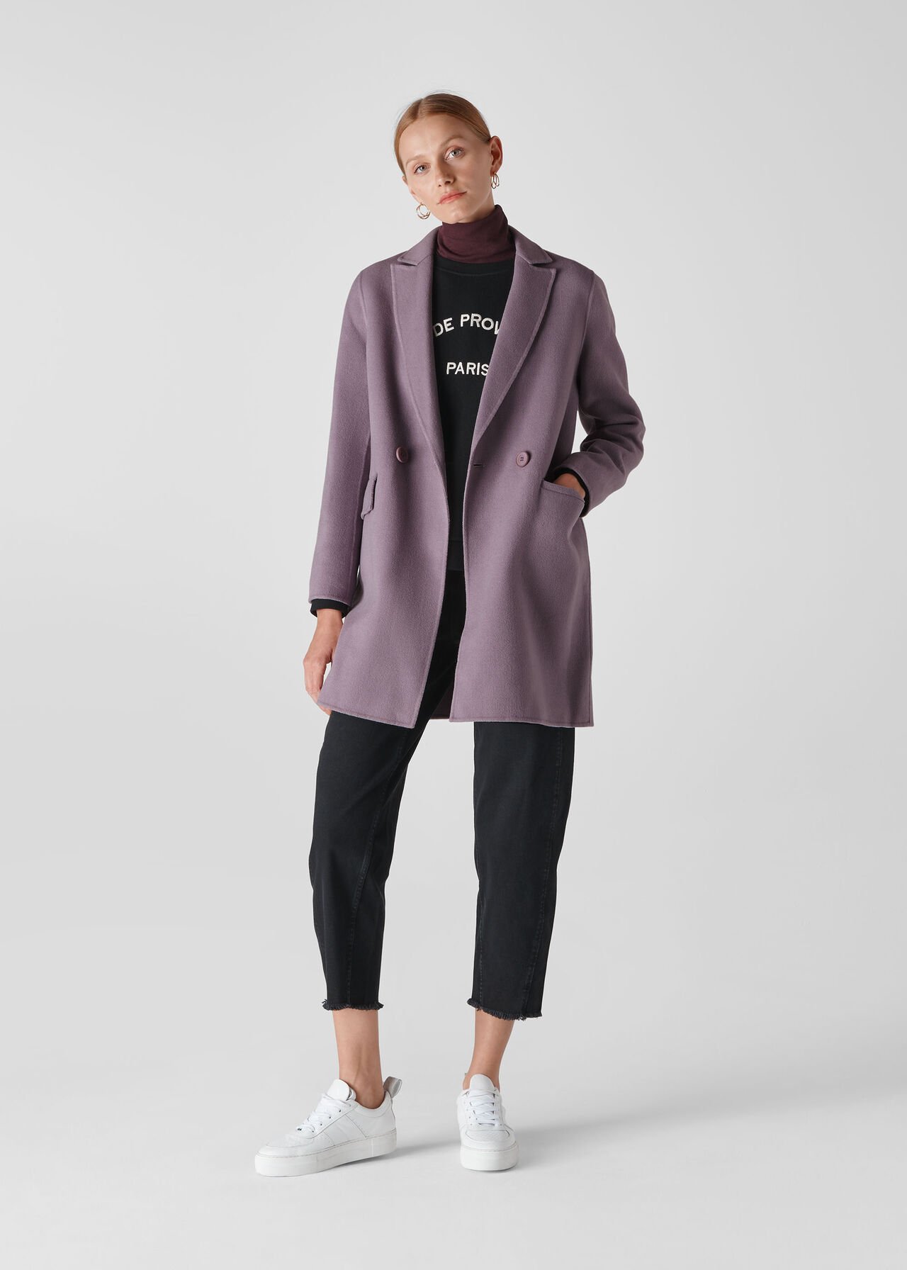 Double Faced Wool Coat Lilac