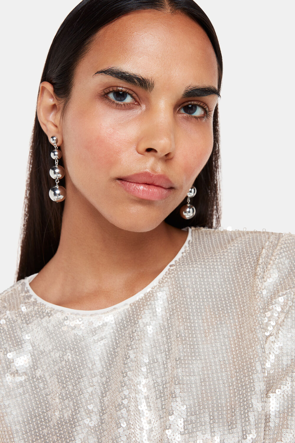 Silver Sequin Minimal Tunic Top