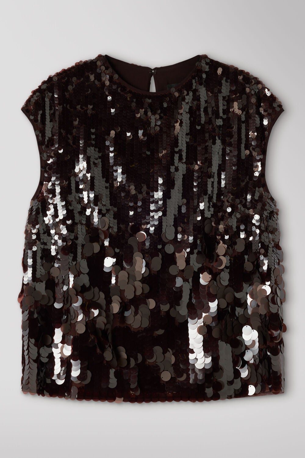 Chocolate Degrade Sequin Cap Sleeve Top