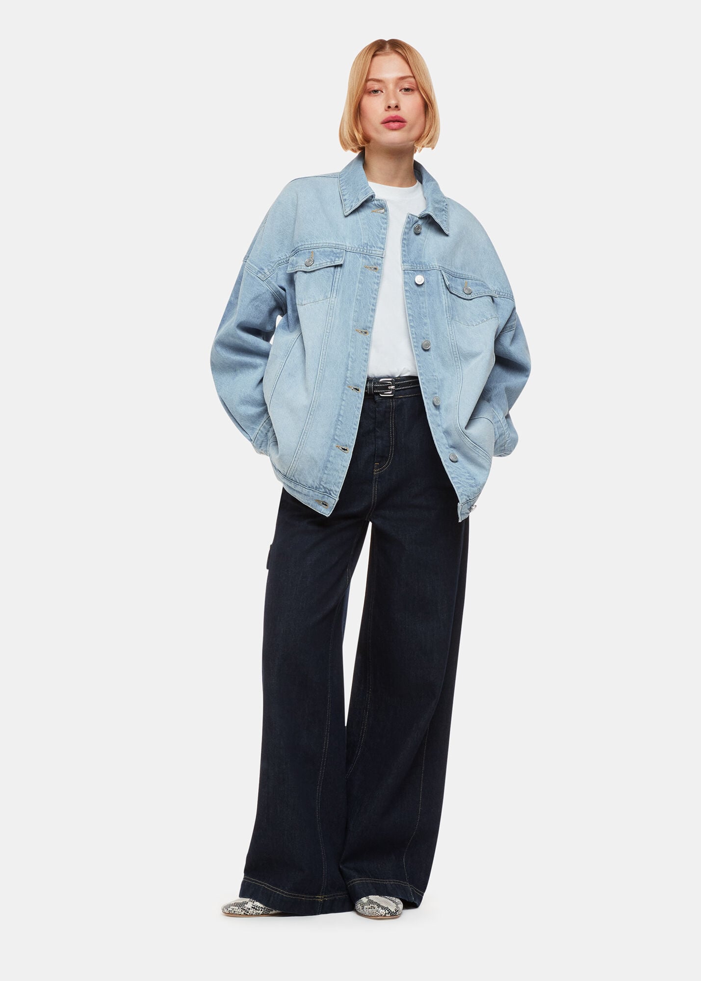 Pale Denim Tilly Oversized Denim Jacket | WHISTLES | Whistles US |