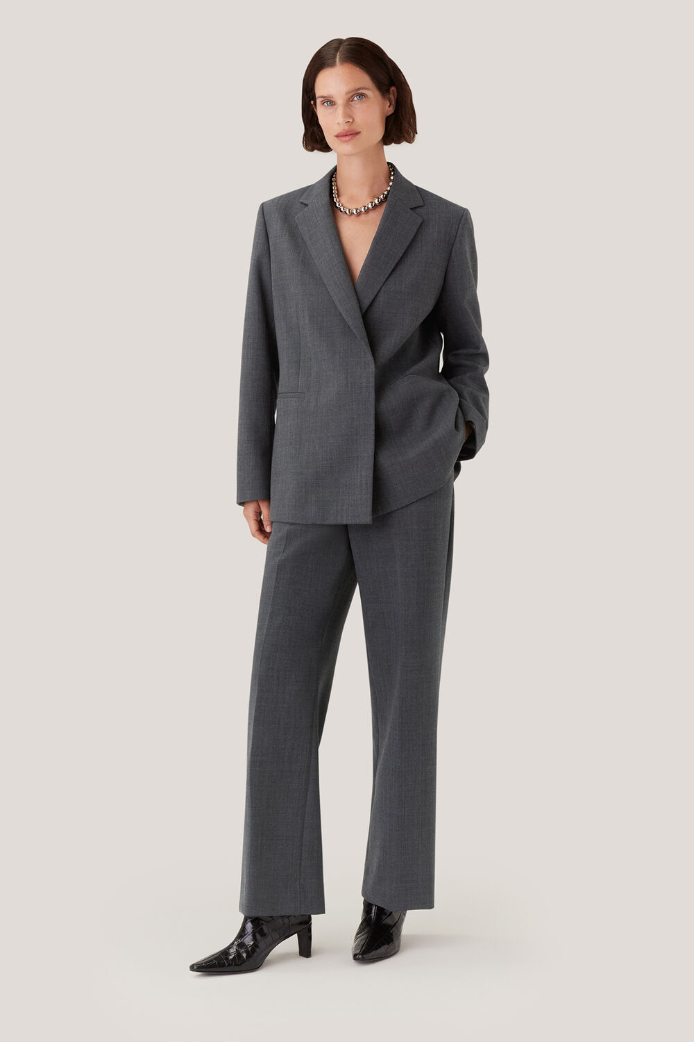 Grey Marl Natalie Wool Blend Pants&nbsp;
