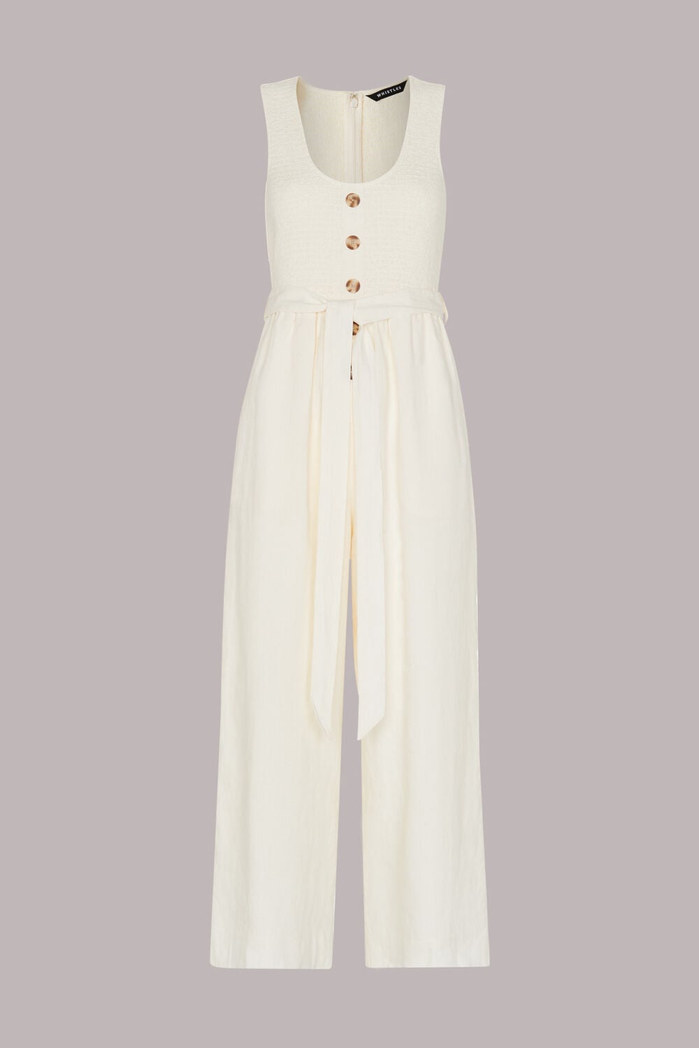 Shirred Linen Jumpsuit