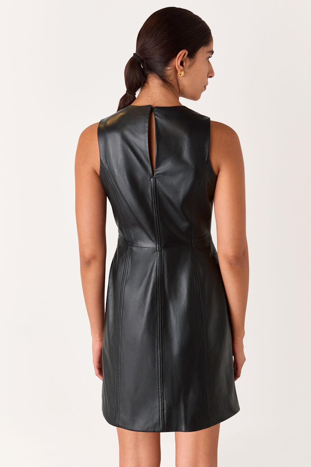 Black Leather Shift Mini Dress