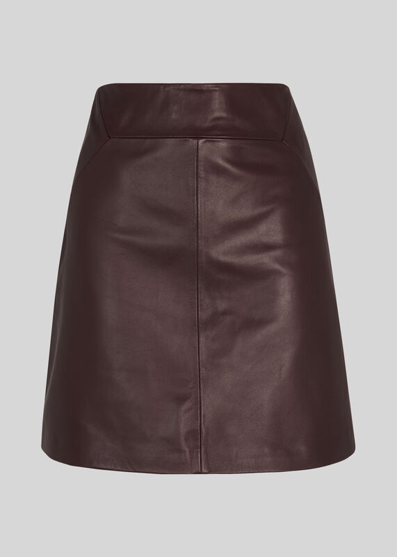 Burgundy Leather A line Skirt