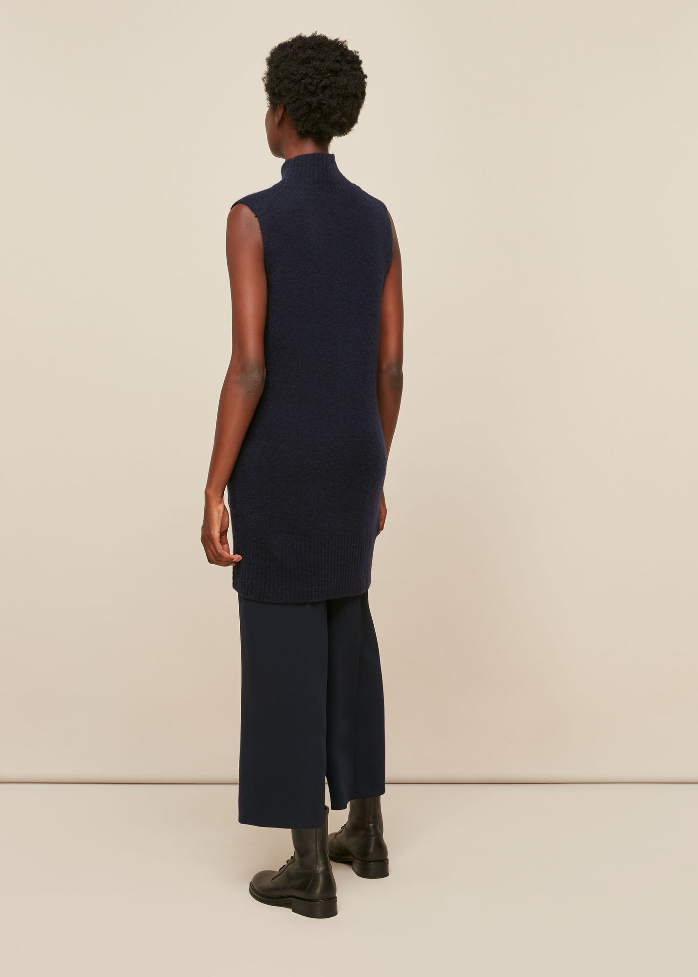 Navy Sleeveless Tunic Knit Dress WHISTLES