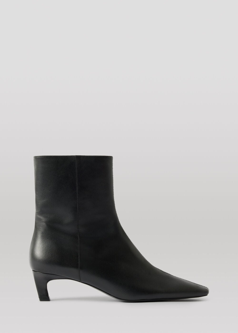 Kitten Heel Leather Ankle Boot