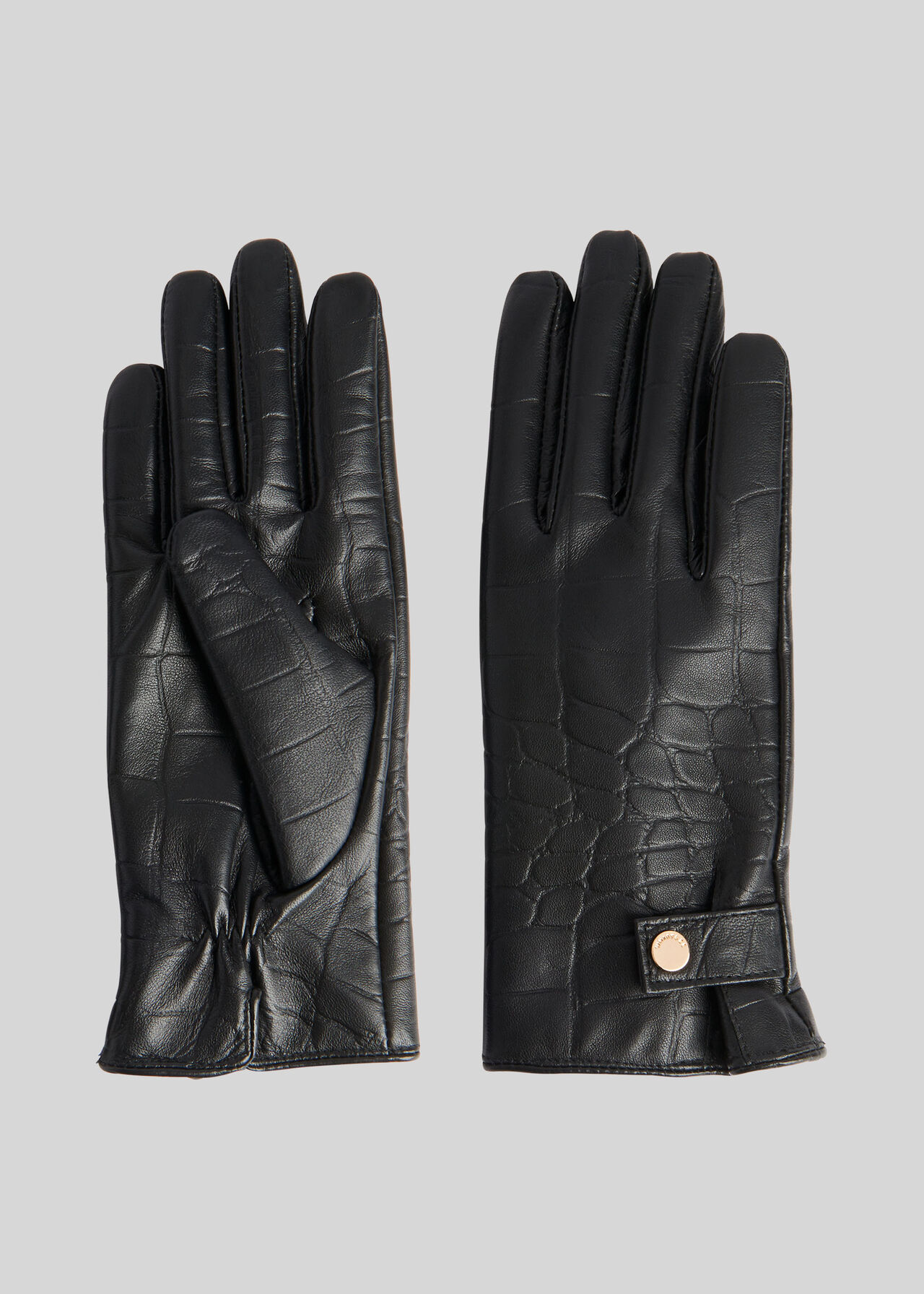 Croc Leather Glove Black