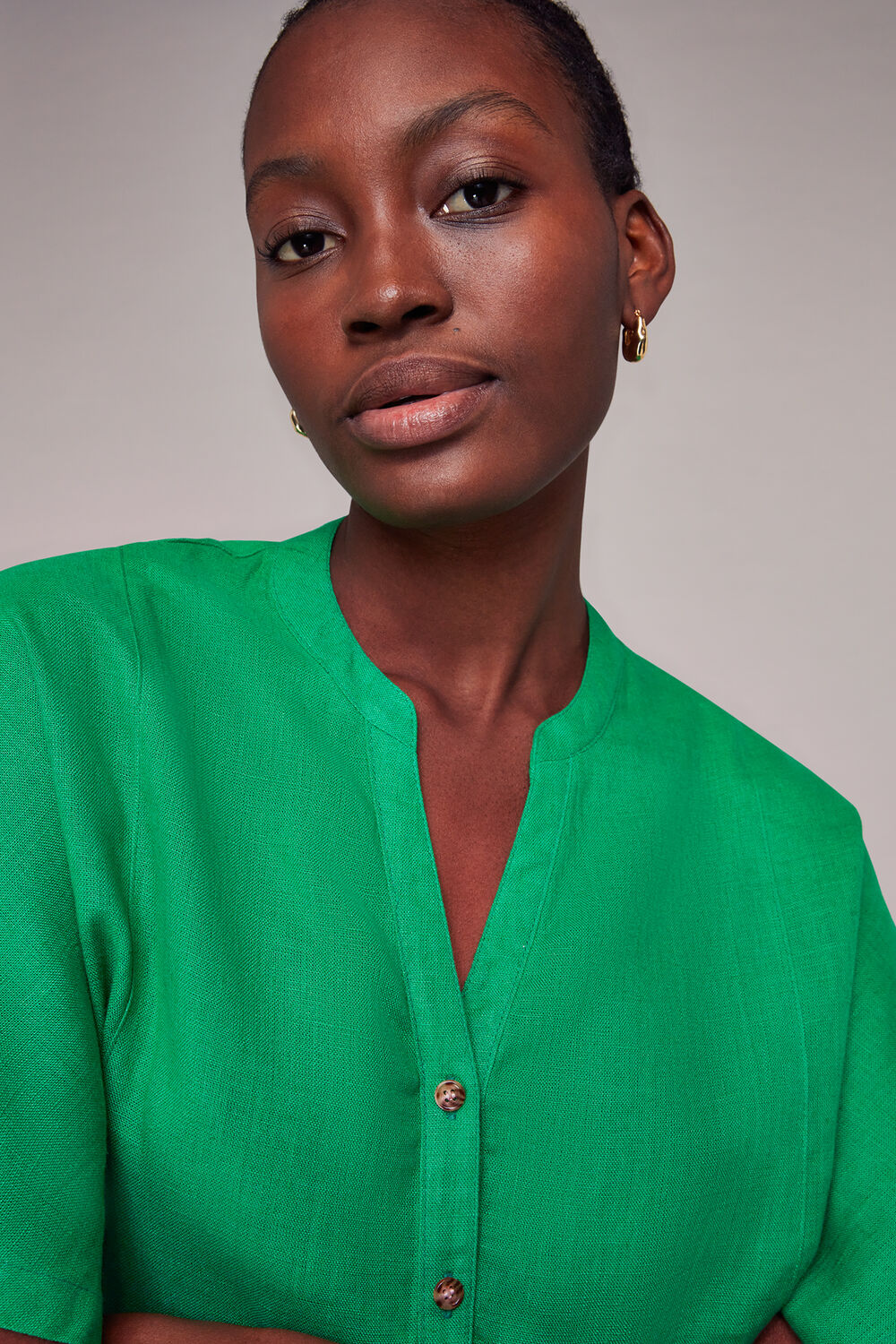 Hannah Linen Peplum Blouse