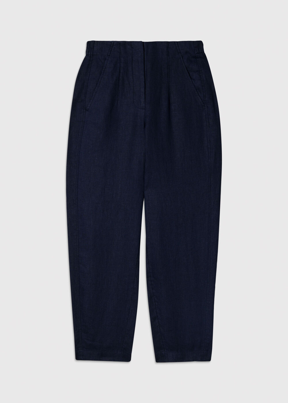 Petite Linen Barrel Leg Trouser