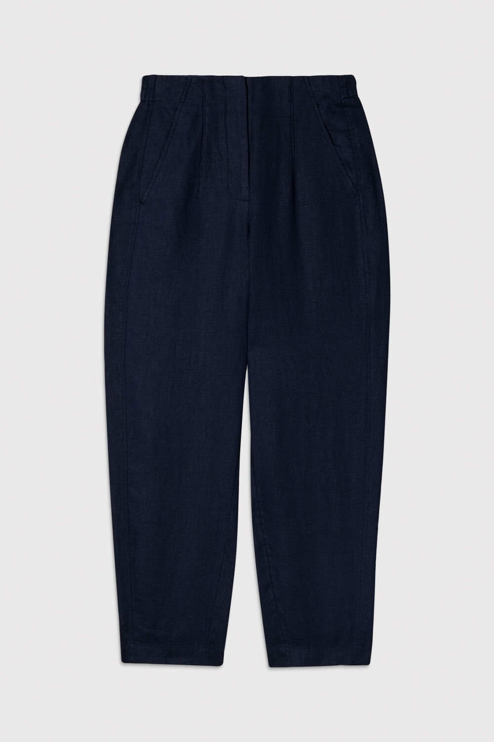 Petite Linen Barrel Leg Trouser