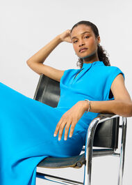 Petite Twist Neck Crepe Midi Dress