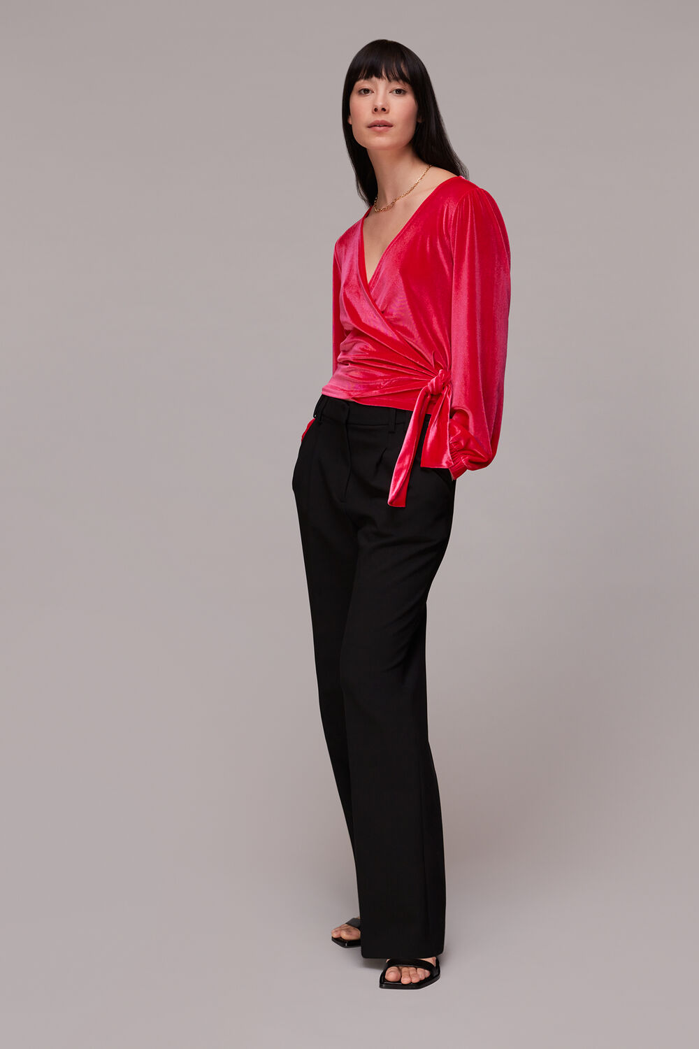 Velvet V Neck Wrap Top