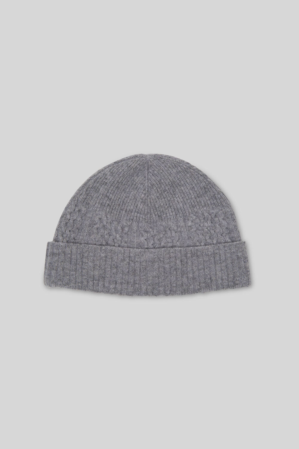 Grey Cable Knit Beanie Hat