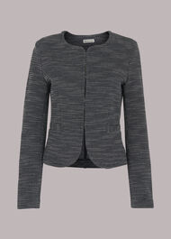 Tweed Collarless Jersey Jacket