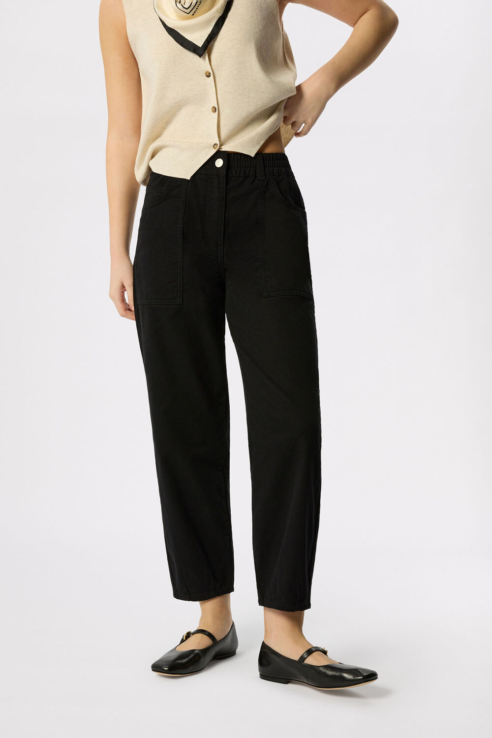 Solid Black Tessa Casual Trouser