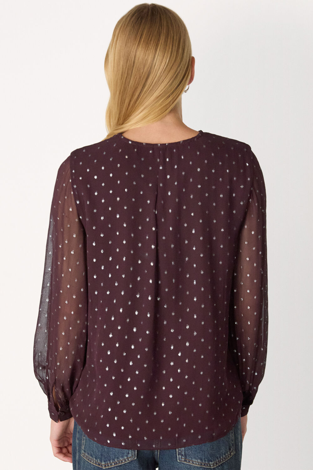 Metallic Dobby Frill Blouse