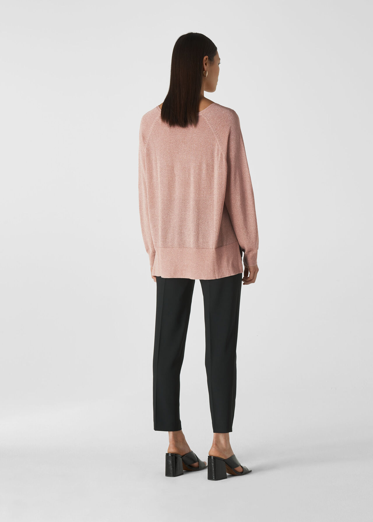 Pale Pink Sparkle Scoop Neck Knit | WHISTLES