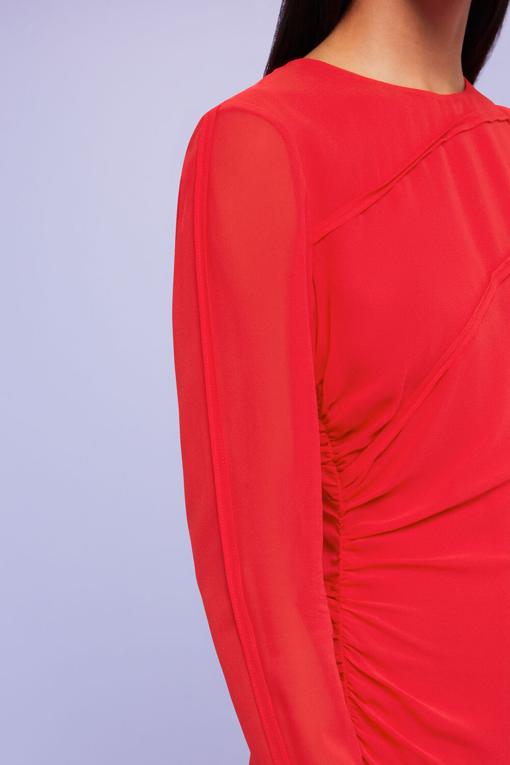 Red Inez Seam Detail Silk Dress