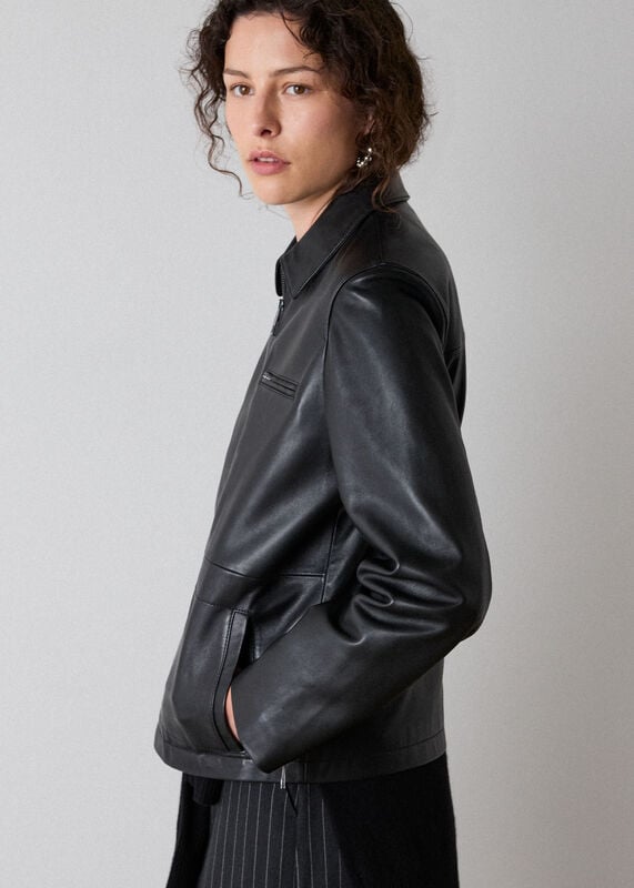 Black Kate Zip Leather Jacket