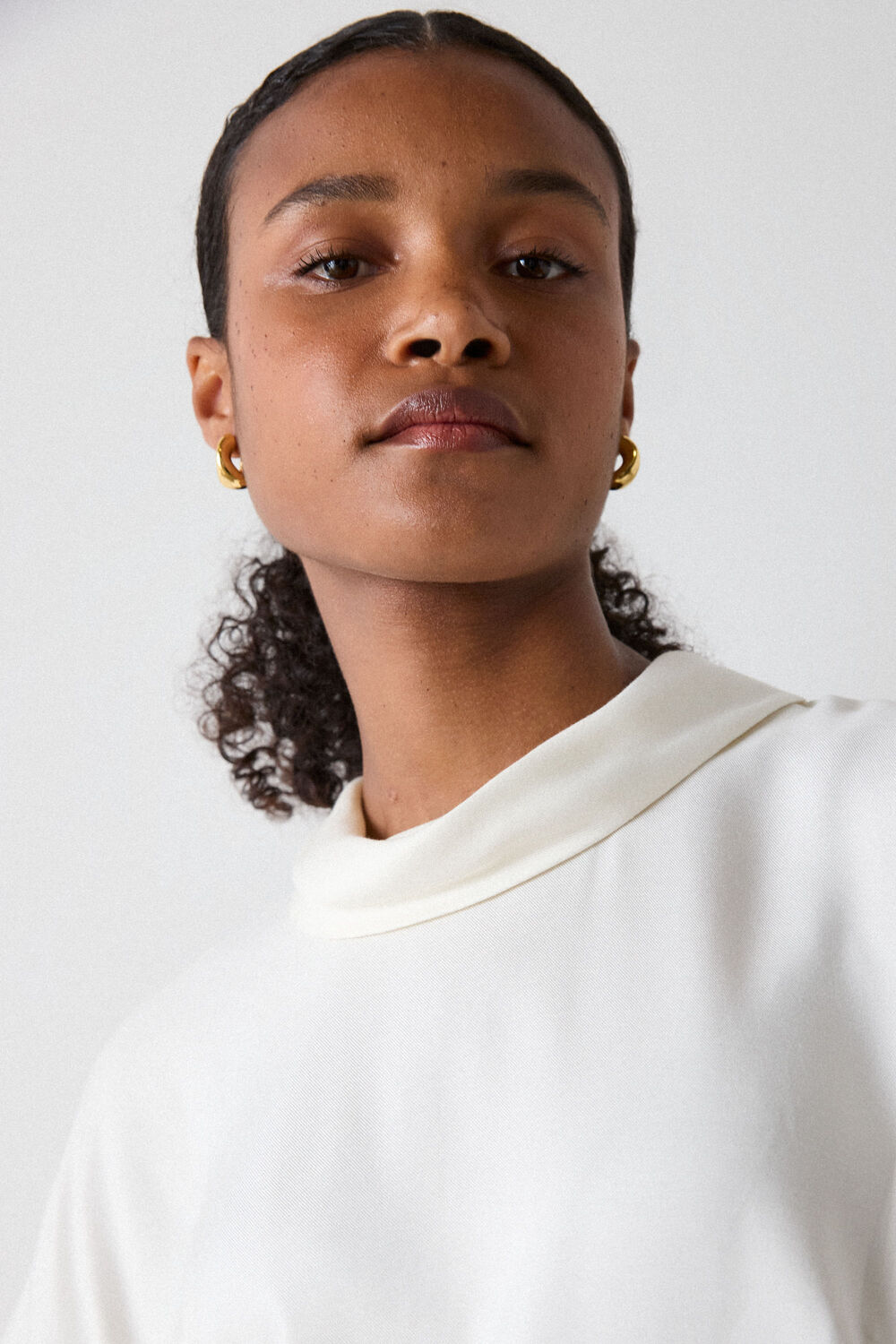 Cowl Neck Short Sleeve Blouse