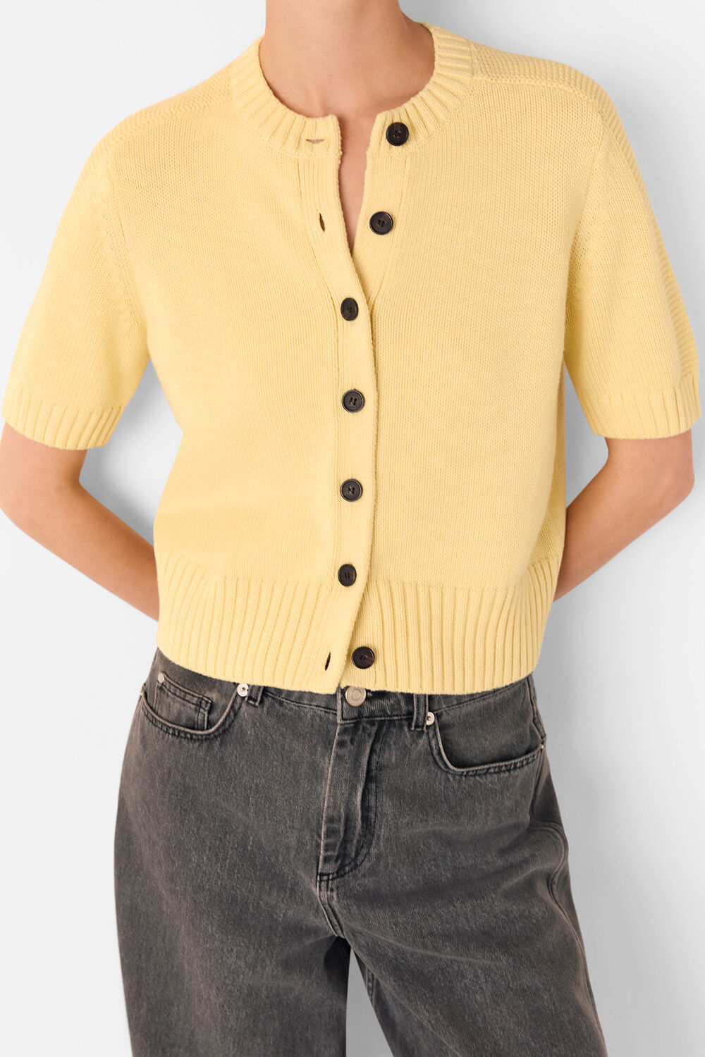 Short Sleeve Button Cardigan