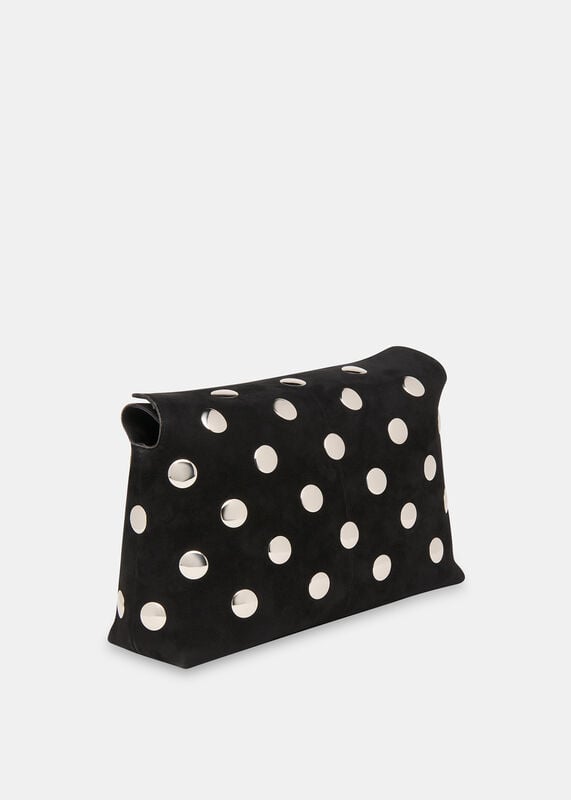 Black Fia Studded Foldtop Clutch Bag