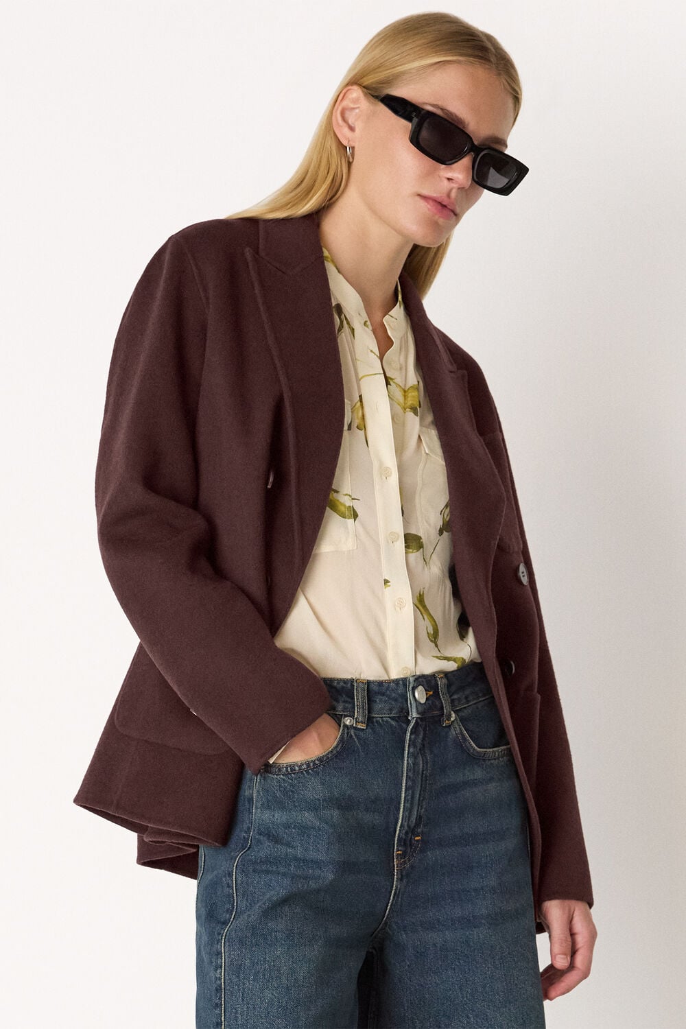 Chocolate Wool Blazer Coat