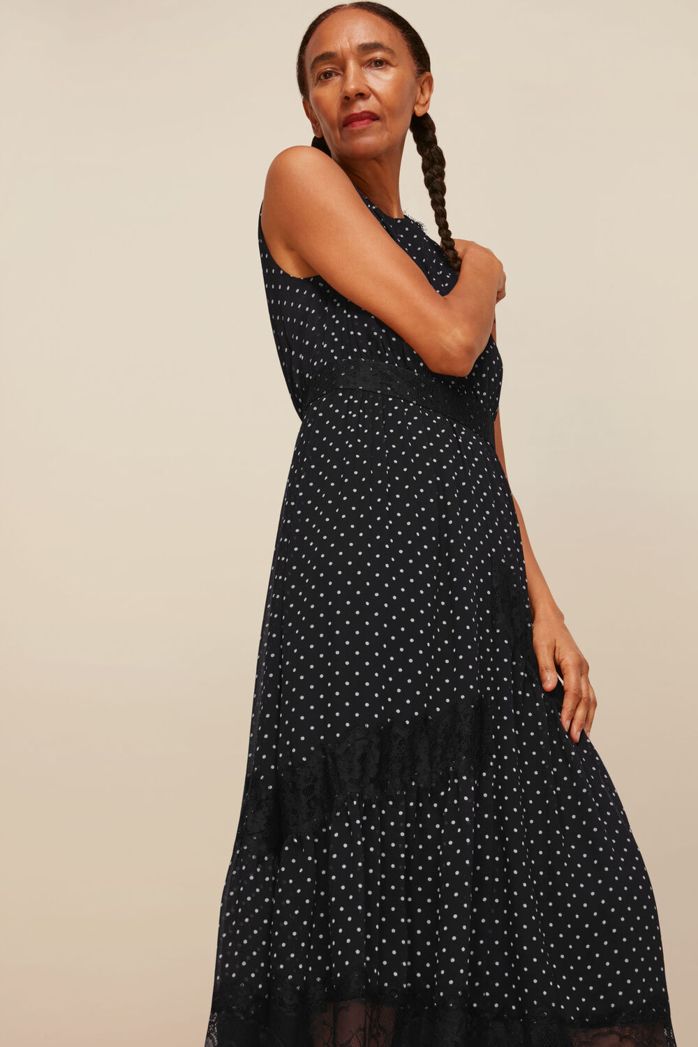 Spot Lace Midi Dress