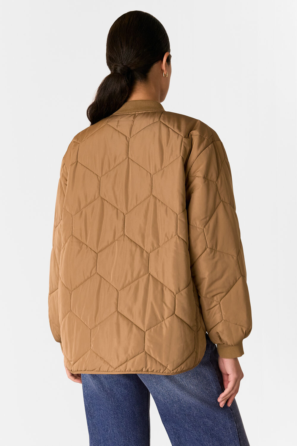 Camel Ida Short Quilted Coat