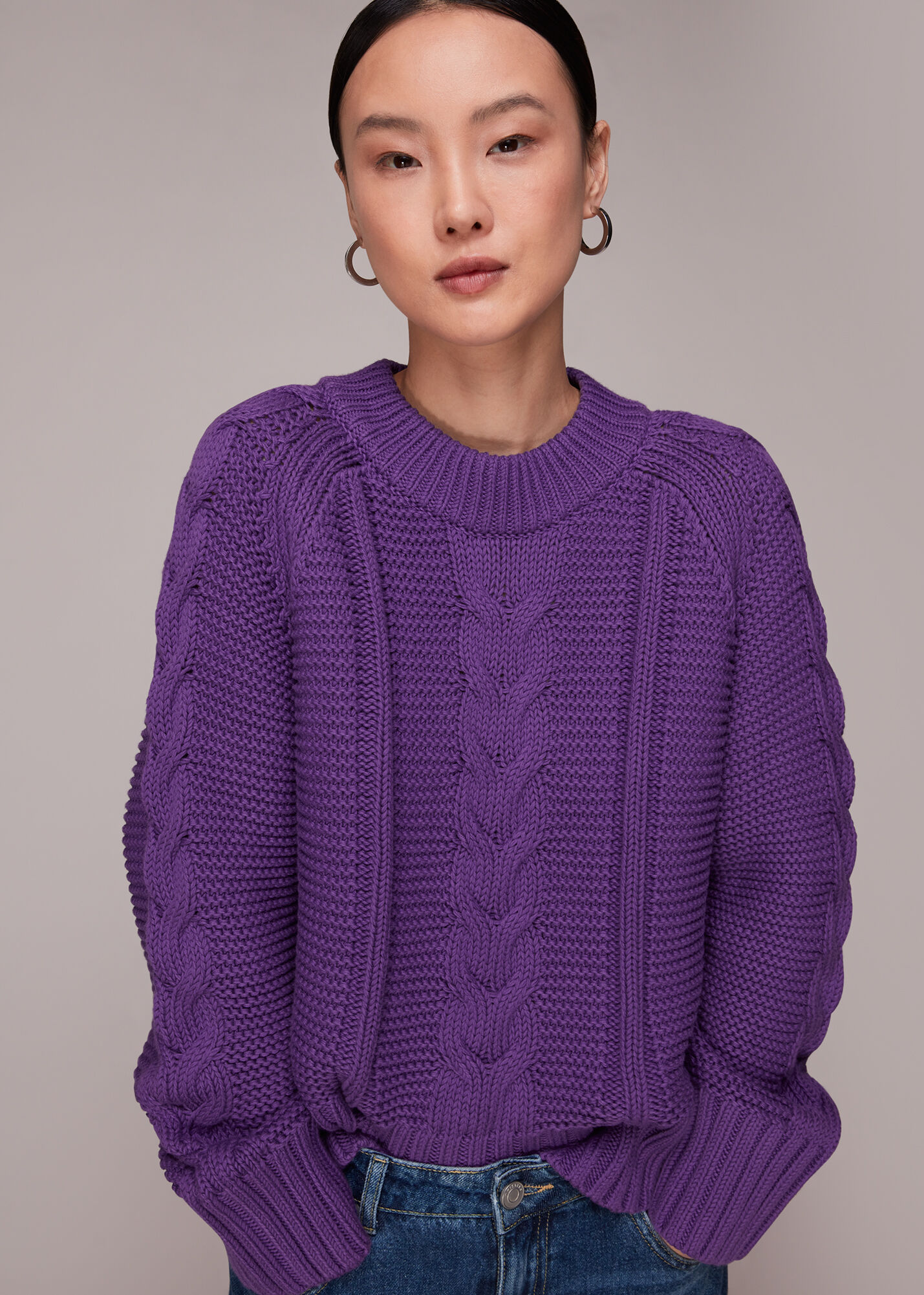 Lilac cable sale knit sweater