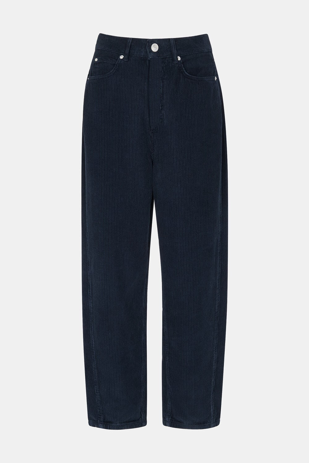 Navy High Waist Cord Barrel Jean