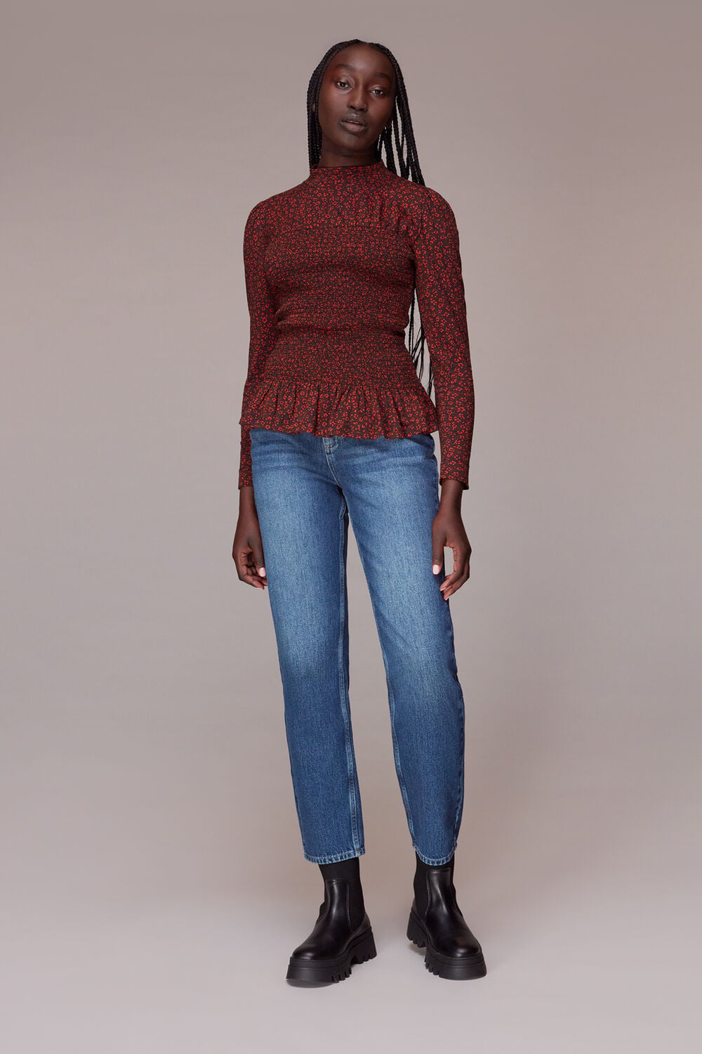Pansy Dot Shirred Top