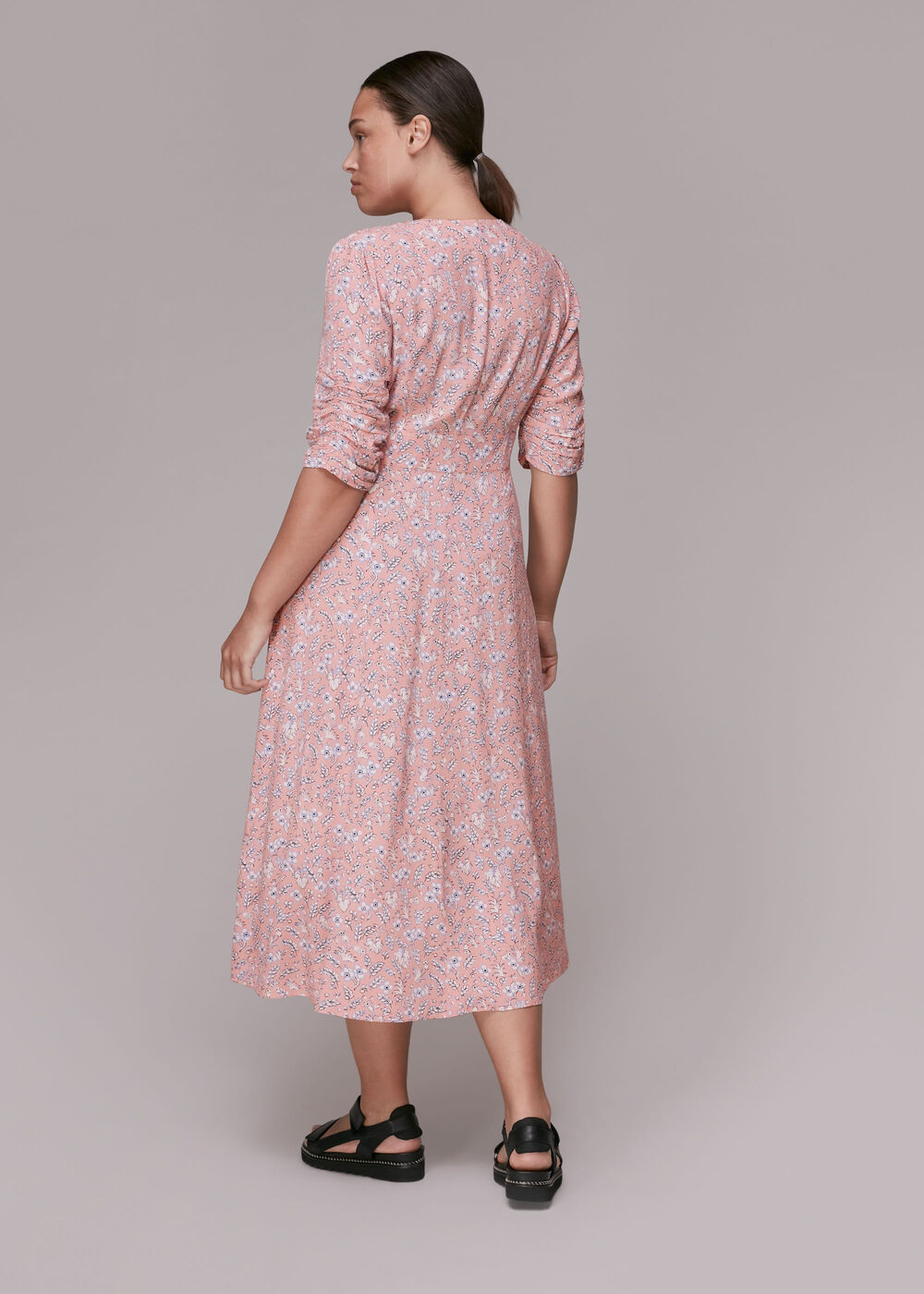 Wheat Floral Midi Dress