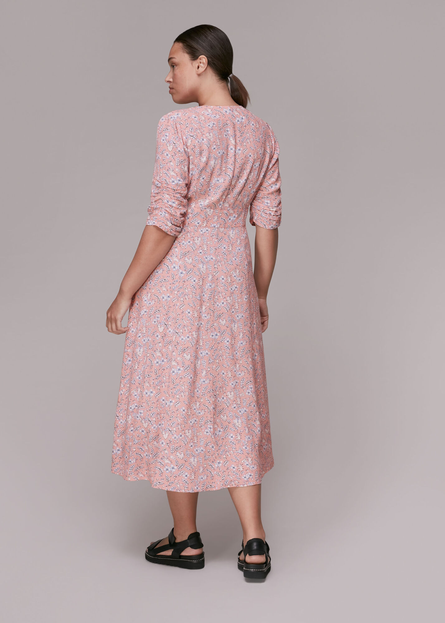 Pink/Multi Wheat Floral Midi Dress | WHISTLES