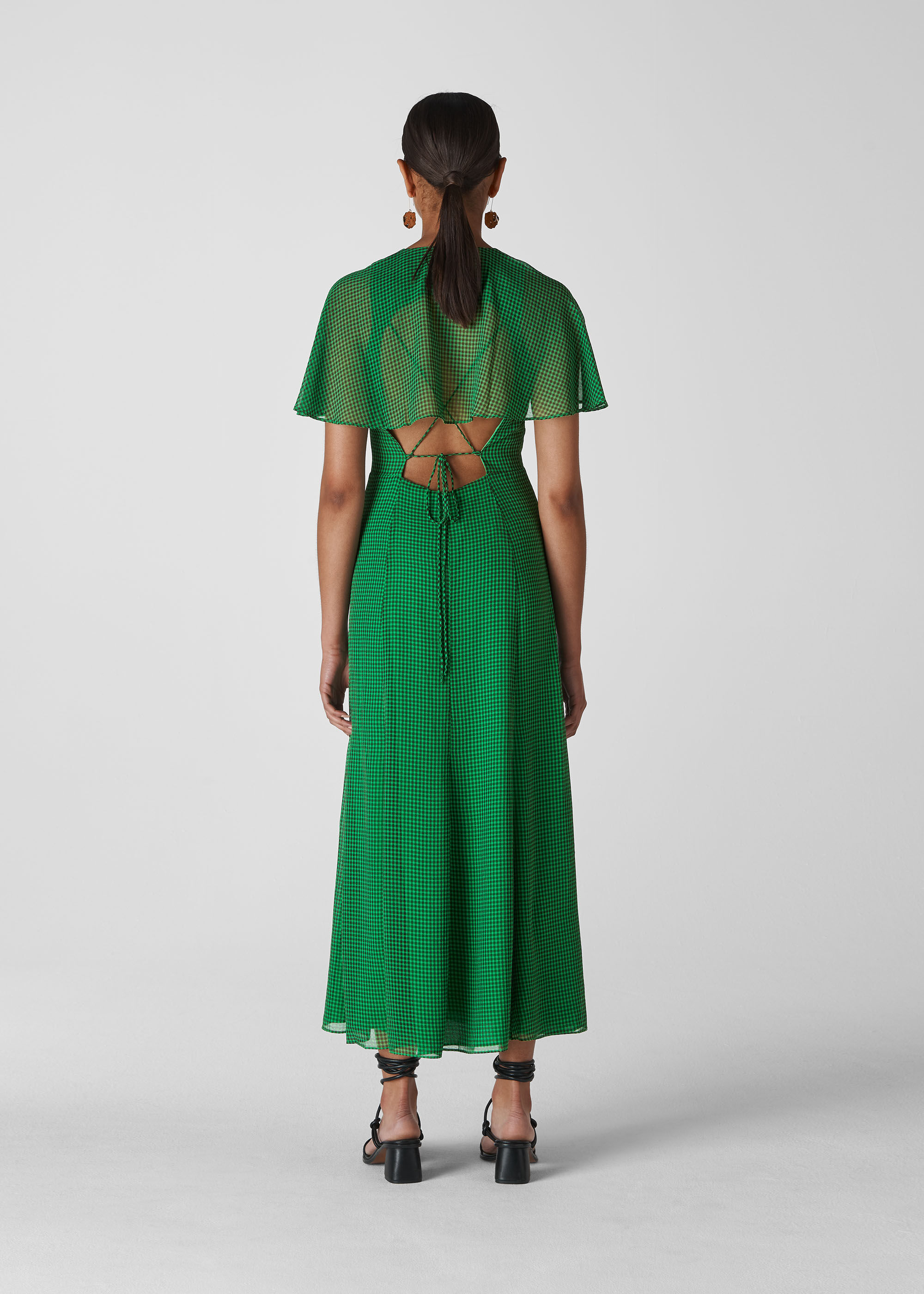 Green/Multi Cecily Check Dress | WHISTLES | Whistles US |