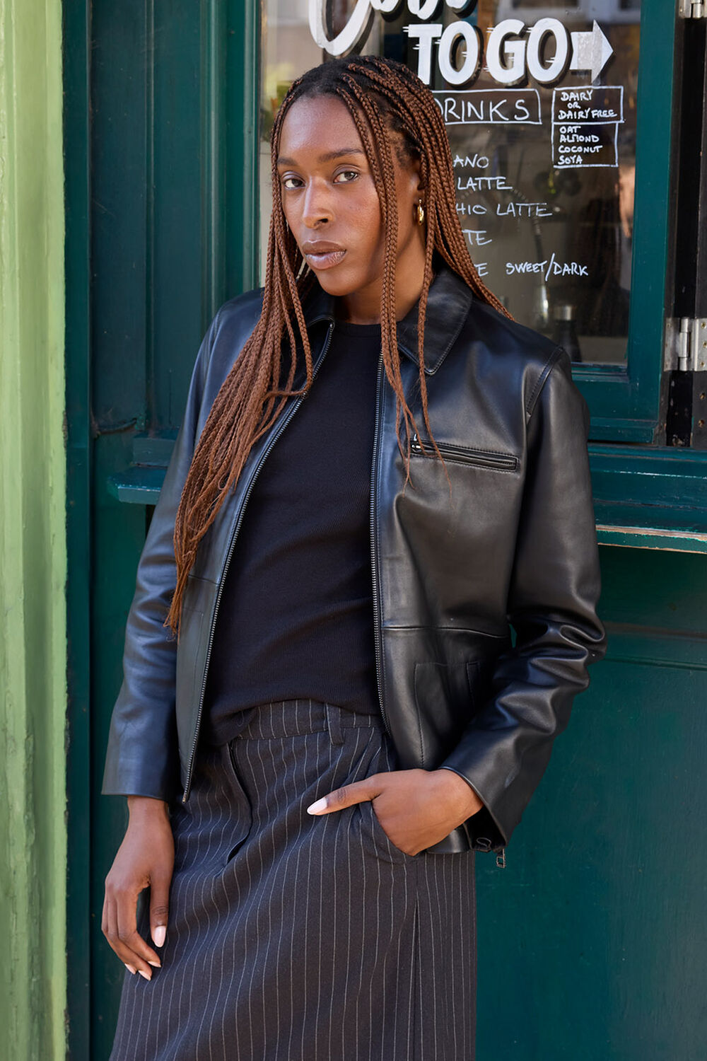 Black Kate Zip Leather Jacket
