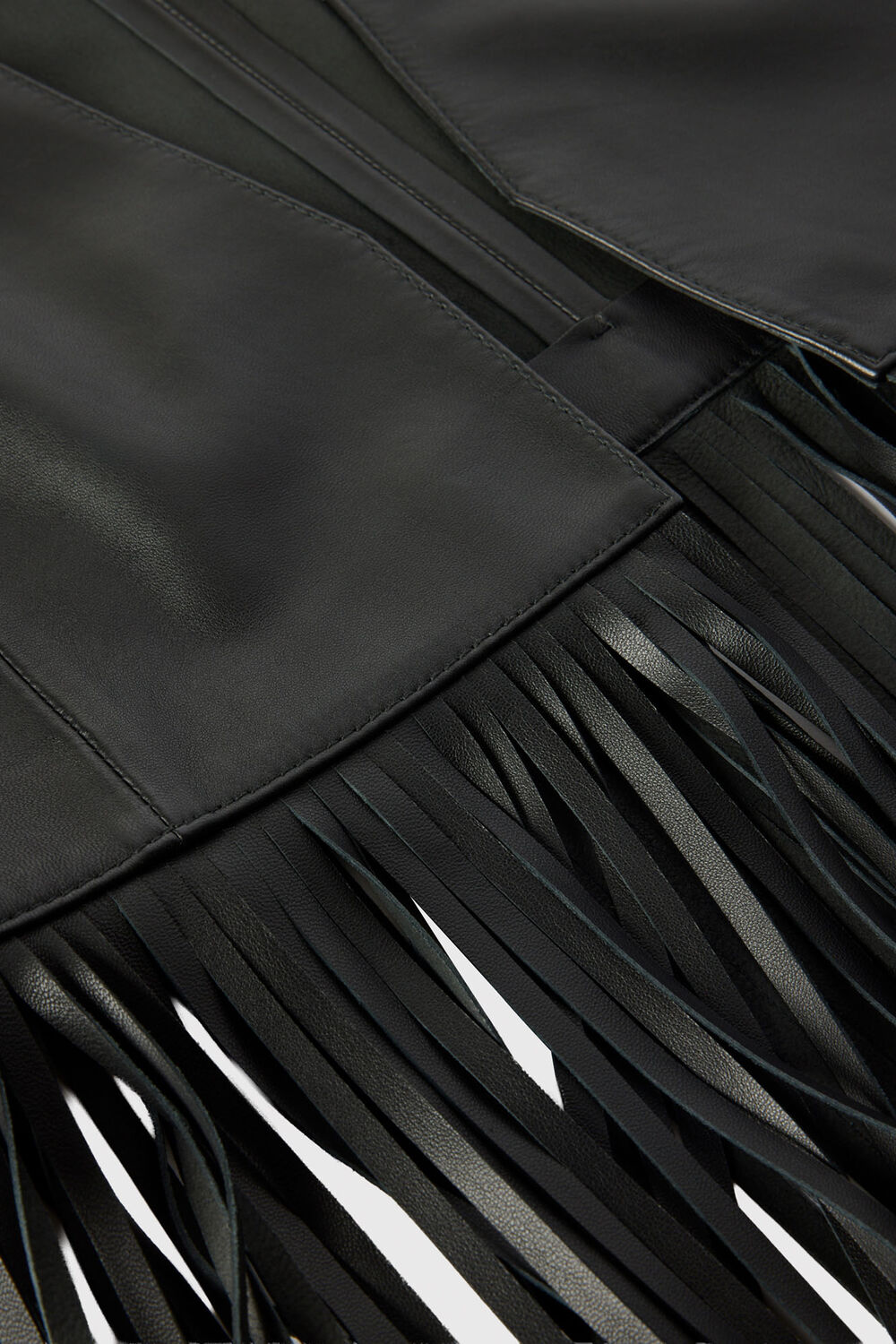 Black Rei Leather Fringed Waistcoat