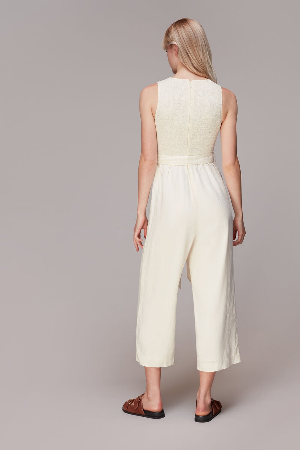 Shirred Linen Jumpsuit